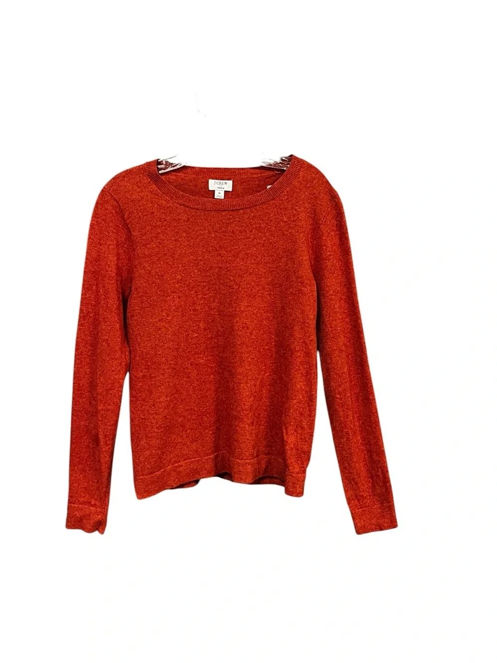 J.Crew Factory Teddie Sweater Women M Rust Merino Wool Blend Crew Neck Fitted